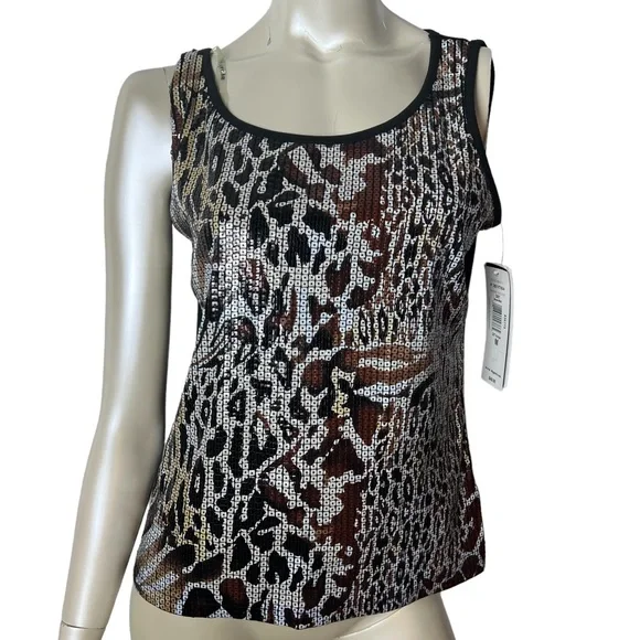 Nygard Brown Sequence Animal Print Sleeveless Top - Picture 11 of 11